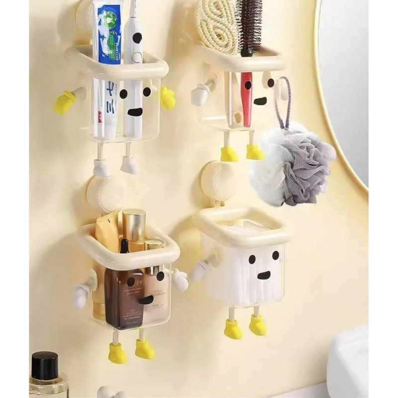 Wandmontierte Handtuch-Aufbewahrungsbox mit Saugnapf, doppelt verwendbar für trockene und nasse Handtücher, supersüßes Cartoon-Design, passt perfekt_voghion.com