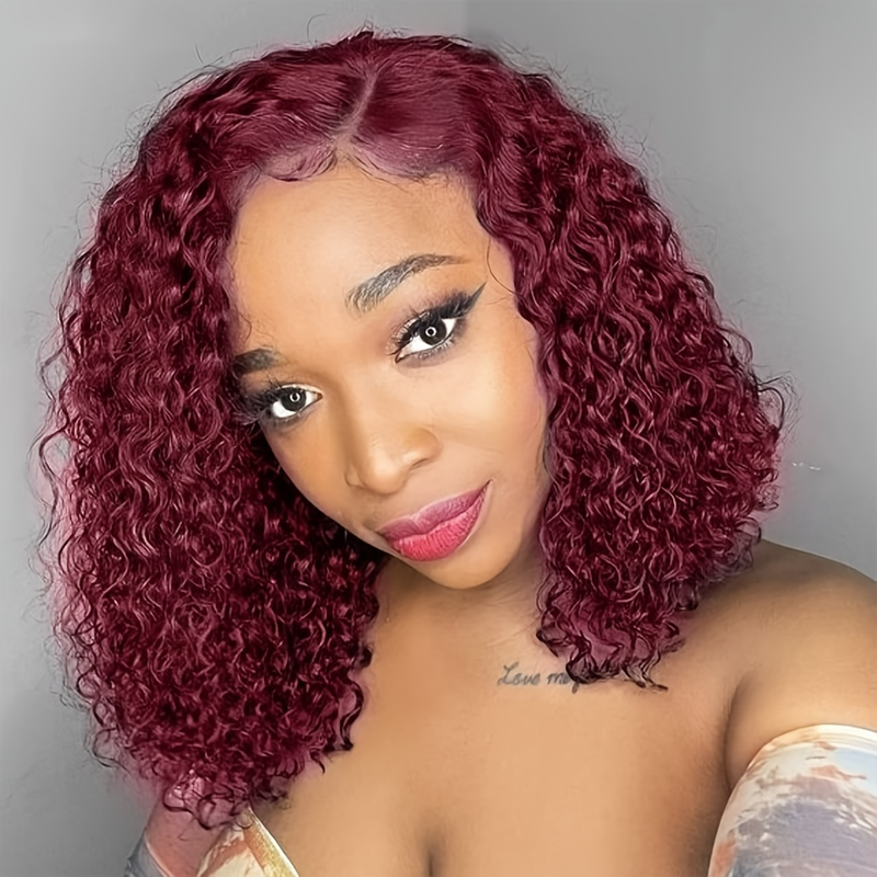 180% 13x4 perruque de cheveux humains bordeaux gingembre orange bouclés Bob perruque moyenne longue vague profonde perruque bouclée ondulée dentelle avant perruque de cheveux humains ligne de cheveux naturelle_voghion.com