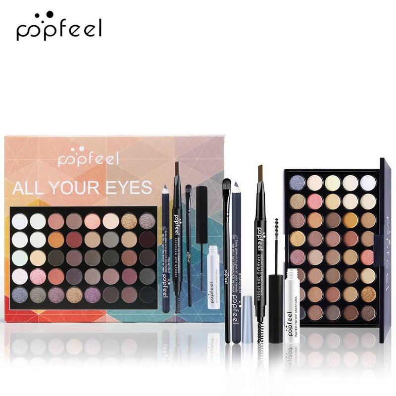 Aplauzuma komplekts Eyeshadow Brow pencil Mascara Eyeliner Acu sejas komplekta kombinācija_voghion.com