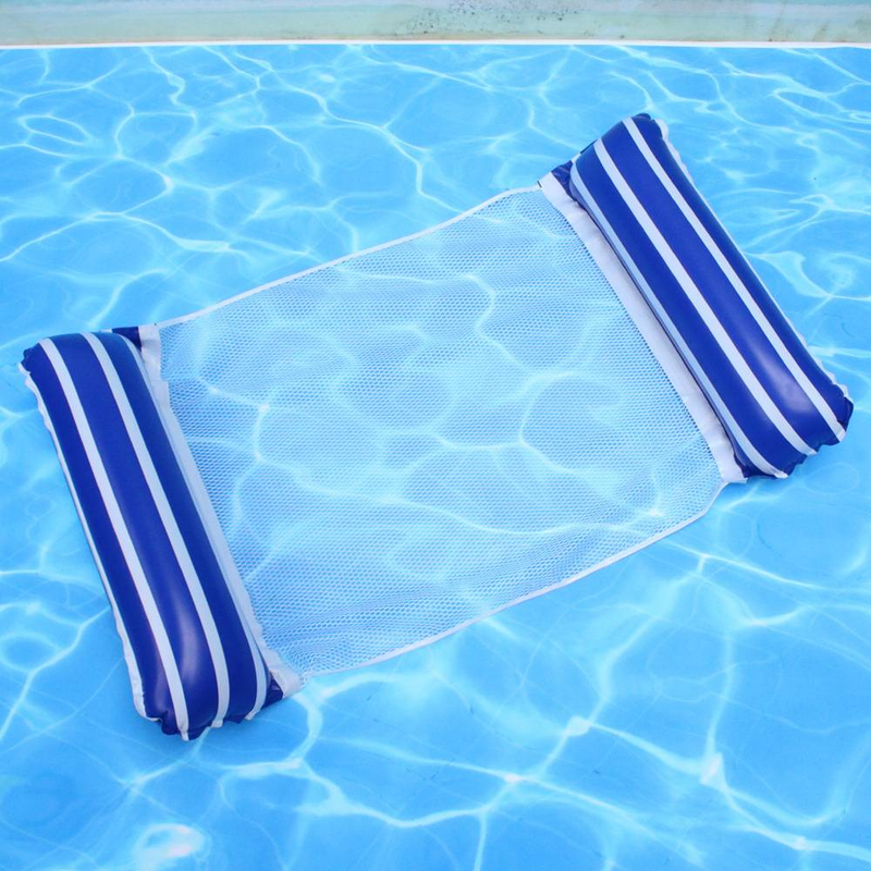 Esteira flutuante inflável de 3 tubos com encosto de malha dobrável, boia de piscina para adultos, jangada resistente para piscina de praia e lago_voghion.com