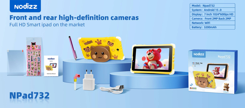 Children's Tablet, 7-inch, Secure Eye Screen, WiFi, Dual Cameras, Games, Parental Control Application_voghion.com