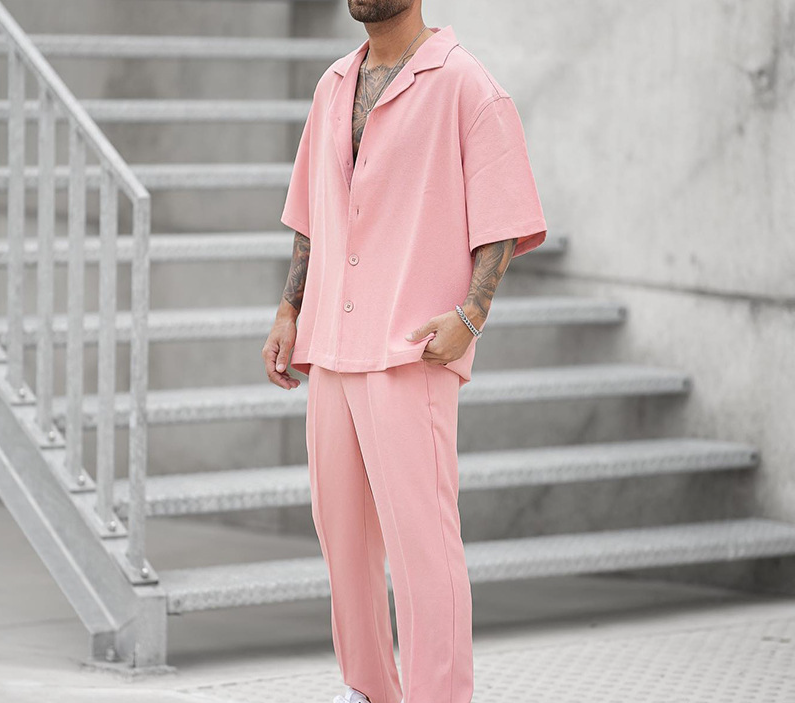 Männer Moud Hiemer a Casual Hosen Zwee-Stéck Set Hot-verkafen Häre Kleeder Neie Fit Trendy Massiv Faarf Männer Moud Kostüm_voghion.com