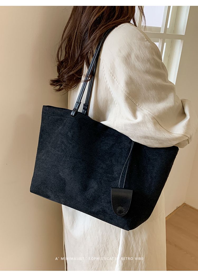 Sac fourre-tout rétro en daim pour femme, grande capacité, automne/hiver 2025, nouveau sac fourre-tout tendance haut de gamme, sac à bandoulière simple_voghion.com