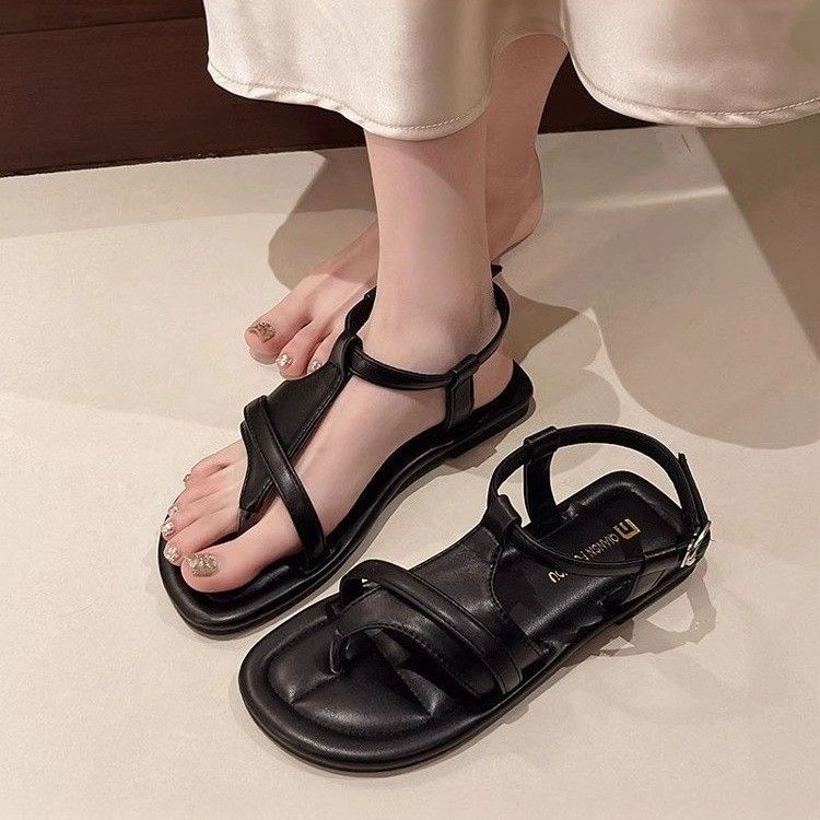Niche Soft Sole Women's Roman Sandals 2025 Summer New Versatile Fashion Casual Toe Design Beach Shoes Wearable And Comfortable_voghion.com