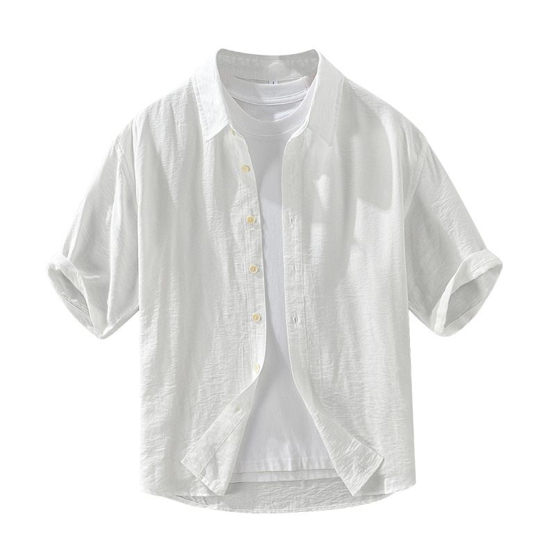 Módní volná jednobarevná košile s krátkým rukávem, graffiti, ležérní tenký střih, opalovací krém, pánská bunda_voghion.com