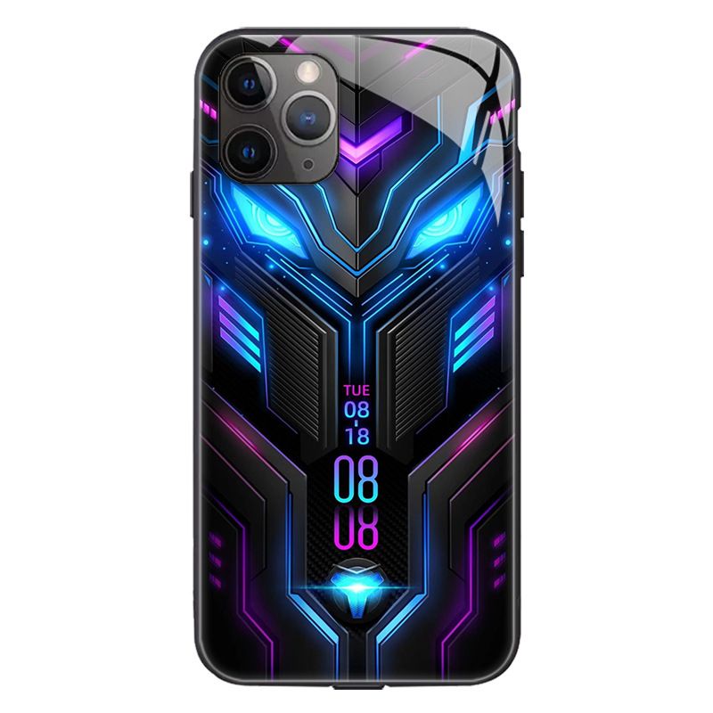 Gundam Mecha Phone Case For IPhone 16/15 Pro/14 Pro Max - LED Light Up Shockproof Cover, Anime Sci-Fi Art, Anti-Fingerprint Hard Back Case_voghion.com