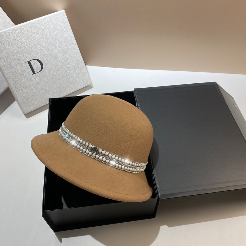 Jesen i zima Francuski stil slavnih Keramički šešir od vodene dijamantne vune Jednostavan i elegantan Elegantni lagani luksuzni top_voghion.com