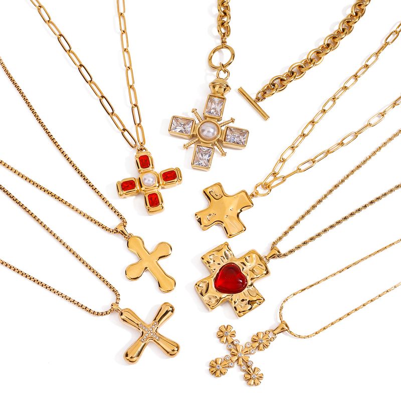 Women's Jewelry Stainless Steel Cross Pendant Necklace Hypoallergenic Durable Layering Chain Minimalist Elegant Gift For Her_voghion.com