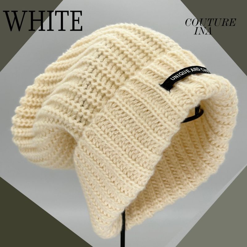 Damen Herbst Winter Mode Koreanischer Stil Gestrickter, lässiger Schnitt, großer Kopfumfang, Wolle, vielseitig, gesichtsschlankmachend, warm_voghion.com