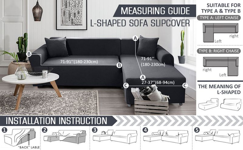 solid color Four Seasons stretch all-inclusive sofa cover L-shaped sectional sofa cover sofa cover_voghion.com