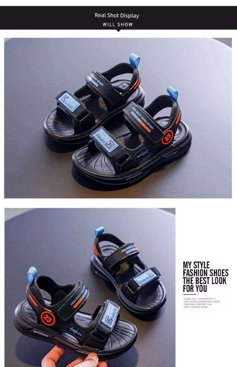 Boys' Summer Genuine Leather Soft Bottom Non-Slip Baby Sandals_voghion.com