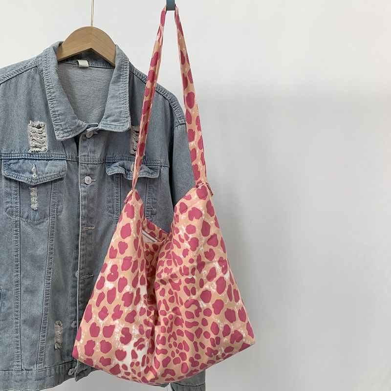 Trendy Small Leopard Print Crossbody With Zipper Large Capacity Shoulder Shopping Fashionable Canvas Bag For Women_voghion.com