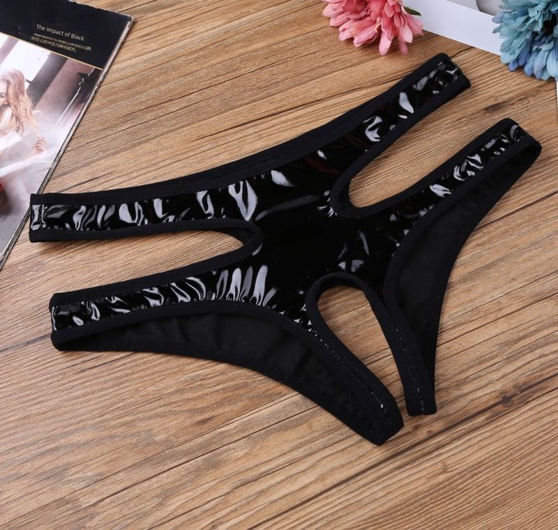 Dessous Unterwäsche Sexy Pamas Pama Pants Durchsichtige T-förmige Höschen T-Rücken Spiegelhaut Offener Mini-Badeanzug Schwimmen_voghion.com