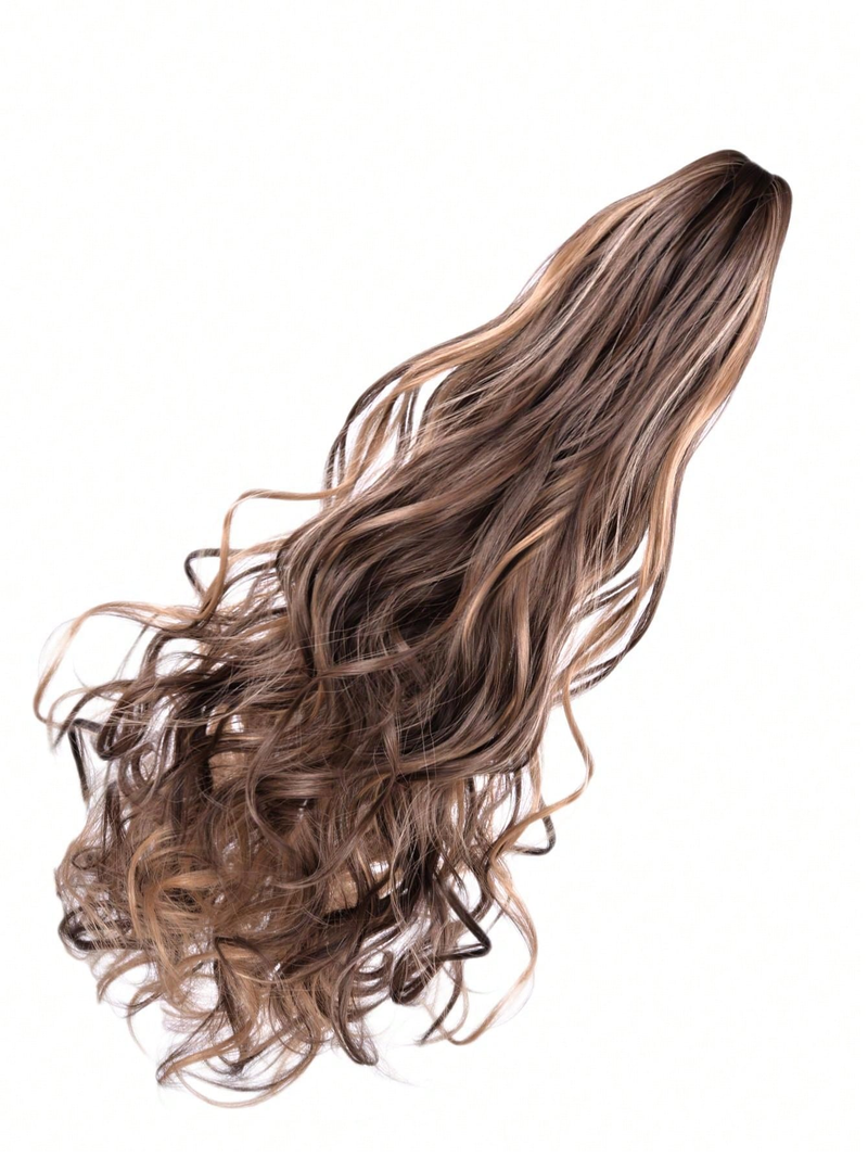 Queue de cheval synthétique multicolore résistante à la chaleur, Extensions de cheveux longues et moelleuses de 22 pouces, queue de poney à pince ondulée pour femmes_voghion.com