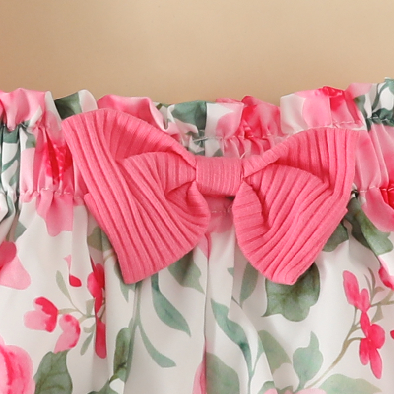 Babies' clothes Summer baby girl lace short-sleeved triangle romper top shorts girls lace letters short-sleeved flower bow tide_voghion.com