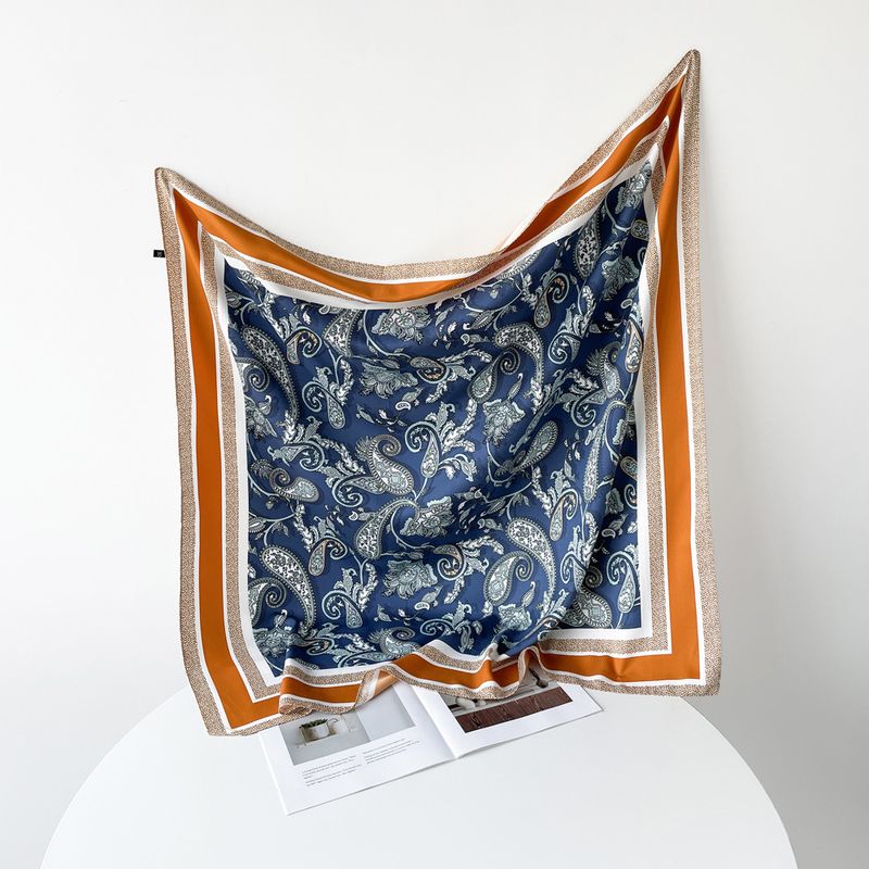 90 cm sidenhalsduk med blommig modetrenddesign sommartunn fyrkantig handduk lätt, mjuk, andningsbar sjal_voghion.com