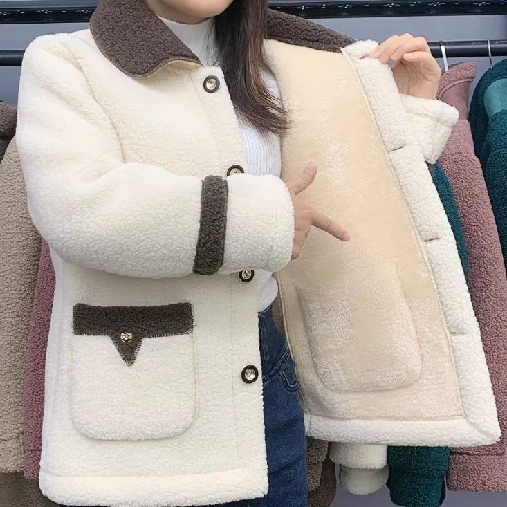Abrigo de mujer de otoño e invierno con pelo grueso de terciopelo y largo medio_voghion.com