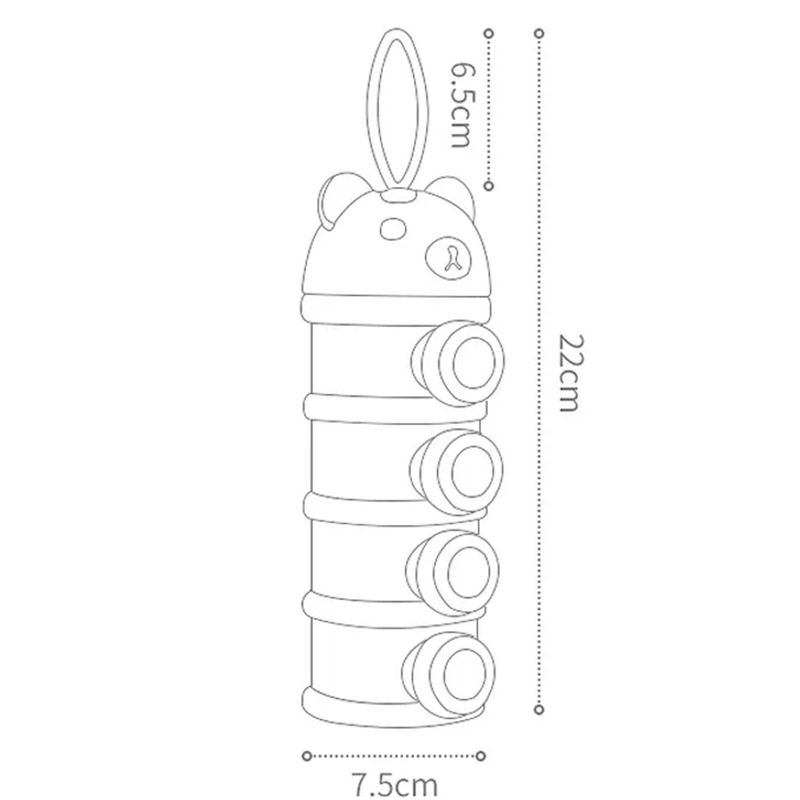 Cutie portabilă pentru lapte praf, stil urs cu 4 straturi, cu deschideri multiple, pentru cereale, desene animate, pentru sugari, cutie de depozitare pentru alimente, recipient pentru gustări pentru copii mici_voghion.com