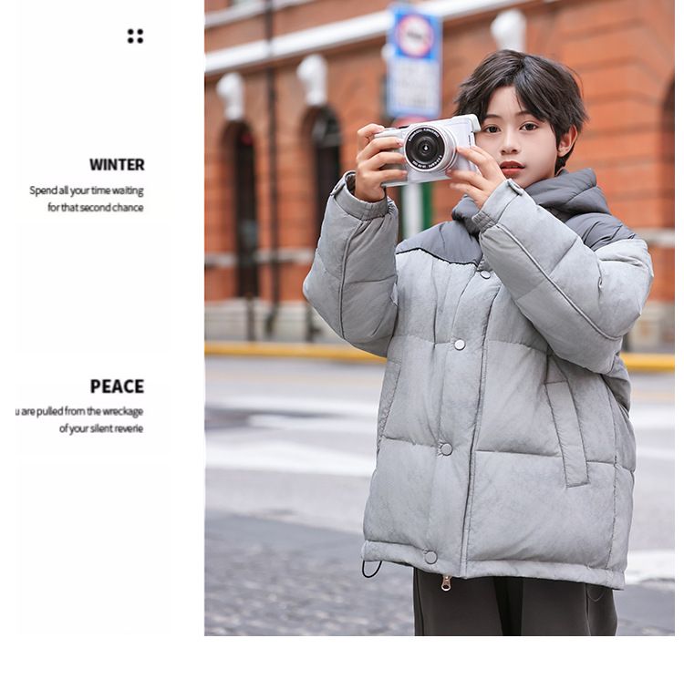 Boys Girls Winter Puffer Jacket With Hood, Warm Thick Down Coat For Kids, Mid-Length Waterproof Windproof Outerwear, Soft Lightweight Comfortable_voghion.com
