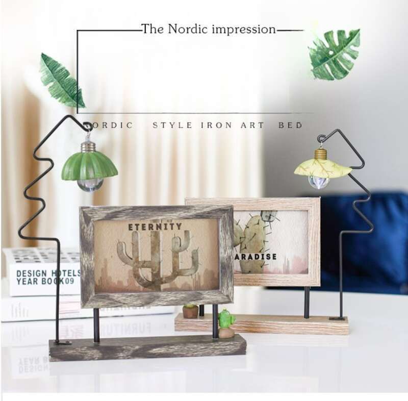 Radošs Nordic Frame 6 collu collu divpusējs dzelzs mājas dekorēšanas ornaments, 3D mākslas foto statīvs_voghion.com