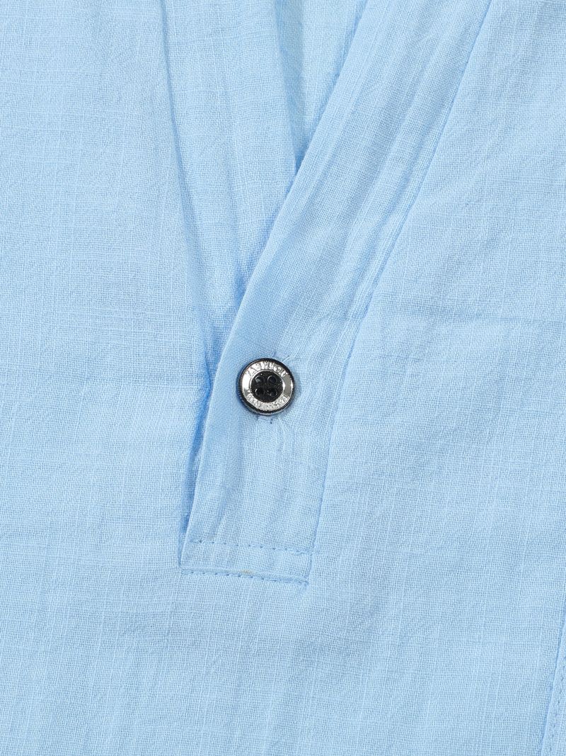 Camicia da uomo a maniche corte in lino e cotone – Collo alto traspirante, vestibilità comoda, casual (S-XXXL, blu navy/bianco/albicocca)_voghion.com