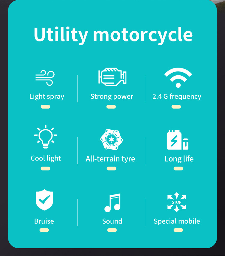 Motocicleta de acrobacias con rociador para niños, control remoto todoterreno con carga USB, lado giratorio de deriva de alta velocidad_voghion.com