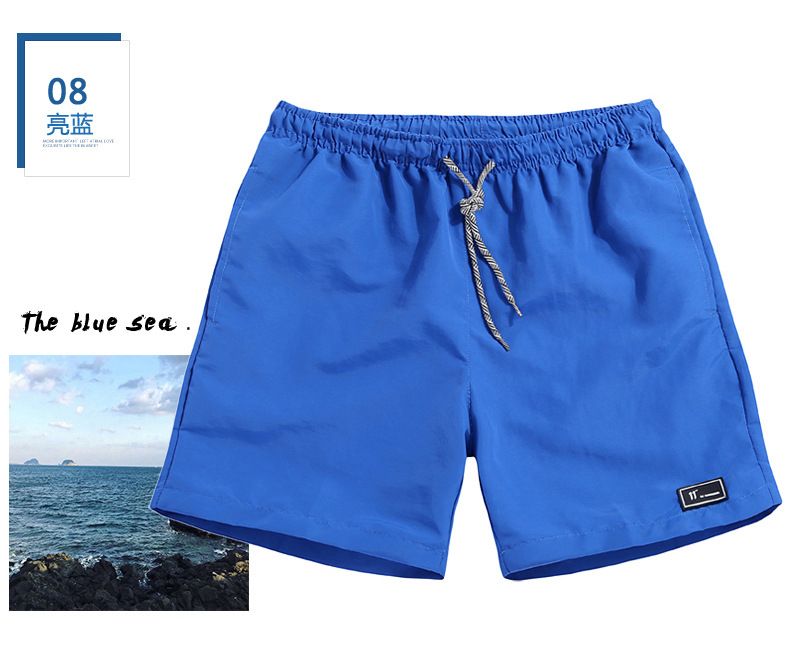 Summer candy color shorts shorts men's beach pants elastic waist drawstring loose cross-border straight shorts_voghion.com