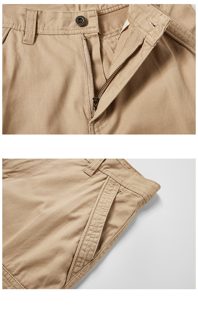 Herreklær Cargoshorts Baggy i bomull, pluss size quarterbukser, medium bukser, herrebukser med flere vesker, casualbukser_voghion.com