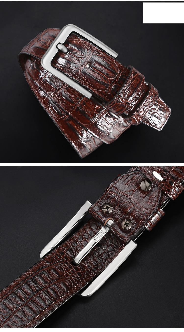 Fish belt men's head embossed men's belt personalized cowhide jeans belt_voghion.com