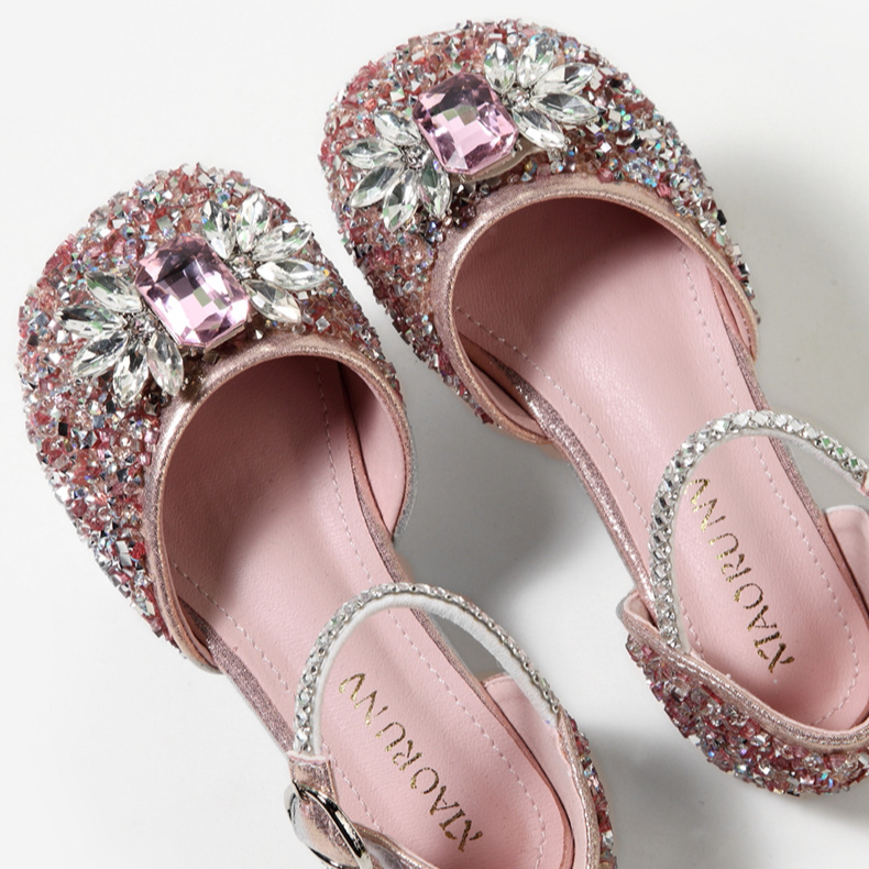 Mutter & Kinder Mädchen pailletten prinzessin schuhe 2024 sommer neue kinder leistung kristall schuhe kleine mädchen hohl sandalen_voghion.com