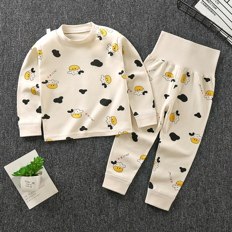 Mother & Kids Trousers Suit Pure Cotton Baby Clothes Long Sleeved Underwear High Waist Clothing_voghion.com