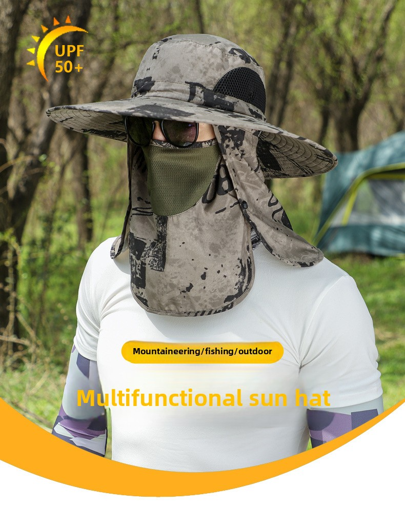 Men's Camo Sun Hat With Face Mask & Neck Cover - UPF 50+ UV Protection For Hiking & Fishing (Summer Outdoor Essential)_voghion.com