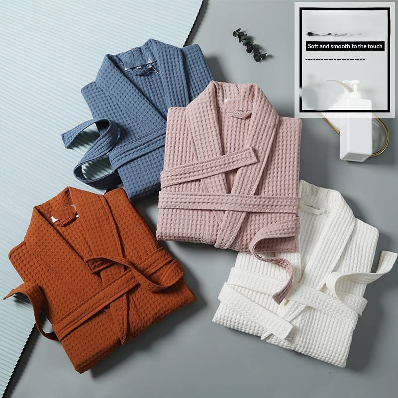 Spring And Autumn New Cotton Bathrobe For Men And Women Long Waffle Couple Quick Drying Cotton Bathrobe Bathrobe Hotel_voghion.com