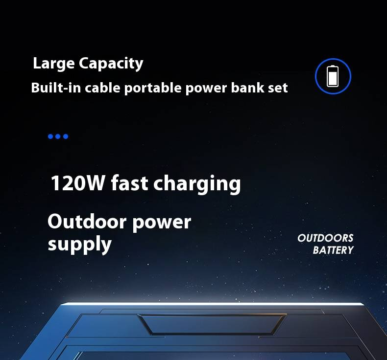 Banco de energía de alta velocidad de 100 000 mAh con cables integrados, cargador portátil para acampar al aire libre, viajar y transmitir en vivo._voghion.com