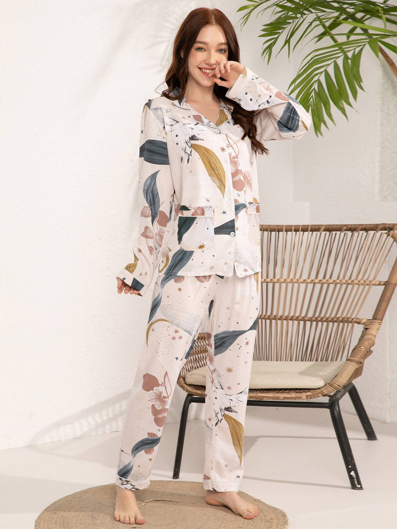 Autumn New 100% Adhesive Long Sleeved Pants Women's Sleepwear Set 3XL Plus Size Long Sleepwear Women's Home Sleepwear_voghion.com
