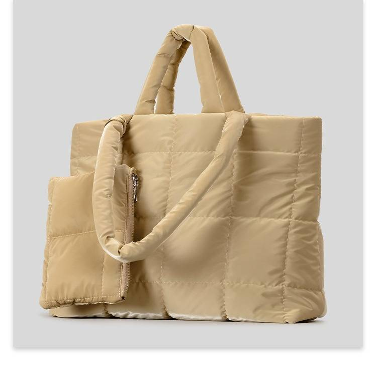 Quilted Puffer Tote Bag For Women - Large Capacity Soft Cloud Shoulder Bag With Nylon Exterior, Lightweight & Stylish Handbag For Travel & Daily Use_voghion.com