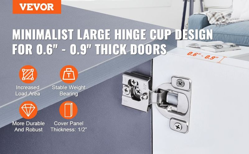 VEVOR Cabinet Door Hinges 40 Packs Partial Overlay Soft Close For Framed Type_voghion.com