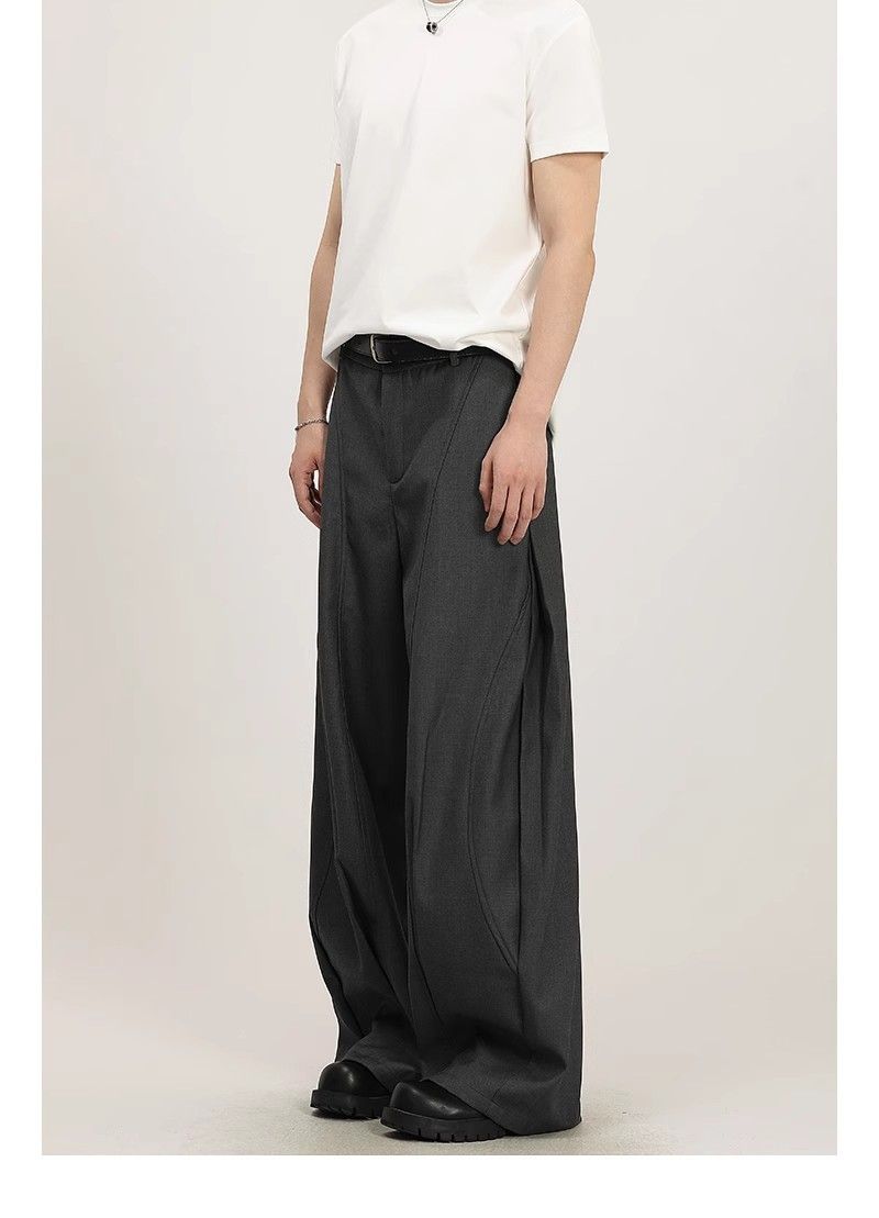 Unisex Retro Wide-Leg Deconstructed Pants – High-End Drapery & Asymmetrical Hem For Work & Casual_voghion.com