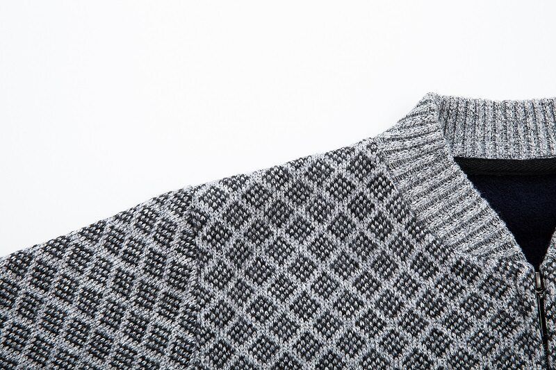 Giacca da baseball foderata in pile da uomo - Maglione pullover caldo ed elegante con collo alto (grigio chiaro, grigio scuro, nero, bordeaux, blu navy)_voghion.com