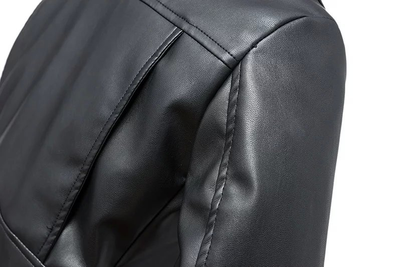 Chaquetas de piel sintética negras para mujer, abrigo básico con cremallera y cuello vuelto, chaqueta de motociclista, color negro, 4 colores, novedad de 2023_voghion.com
