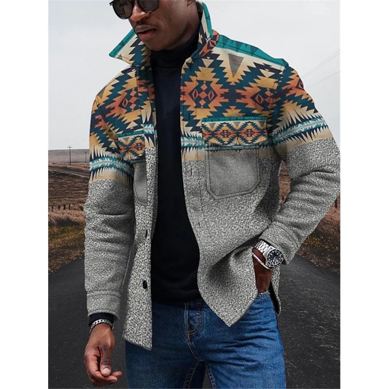 Herenkleding Herfst en Winter Enkelrijs Vest 3D Digitaal Geprint Retro Kleur Jas_voghion.com