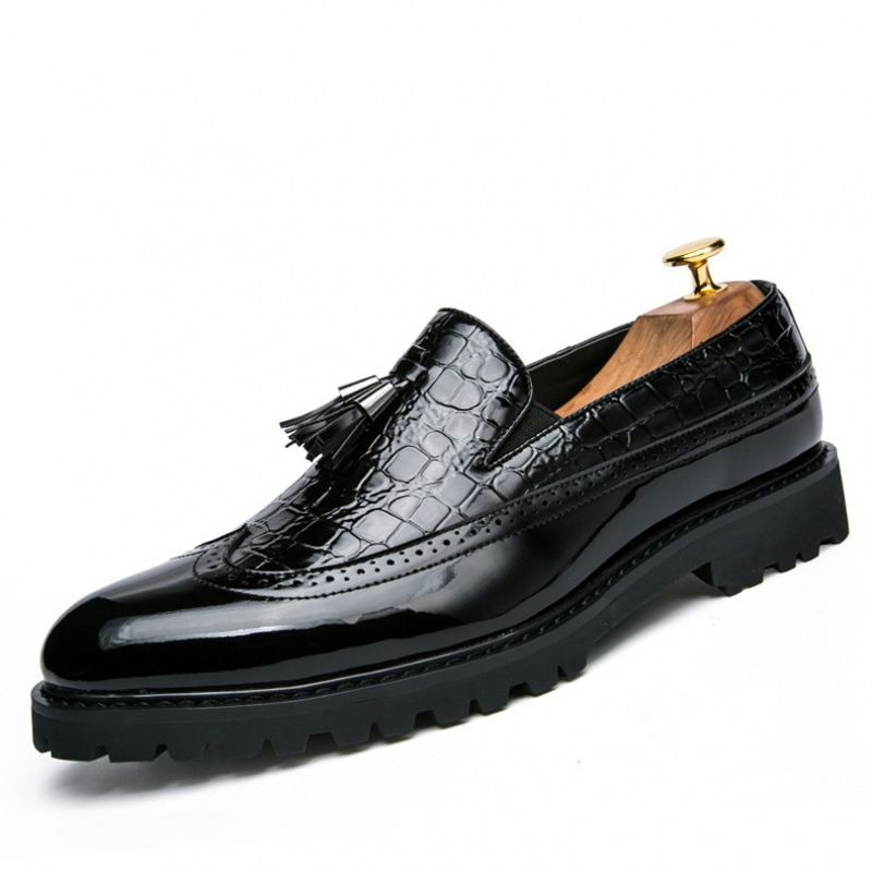 Unbeatable Quality Korean Style Trendy And Fashionable Set Foot Casual Leather Men, Blok Carved Men's Shoes, Thick Soled British Plus Size_voghion.com
