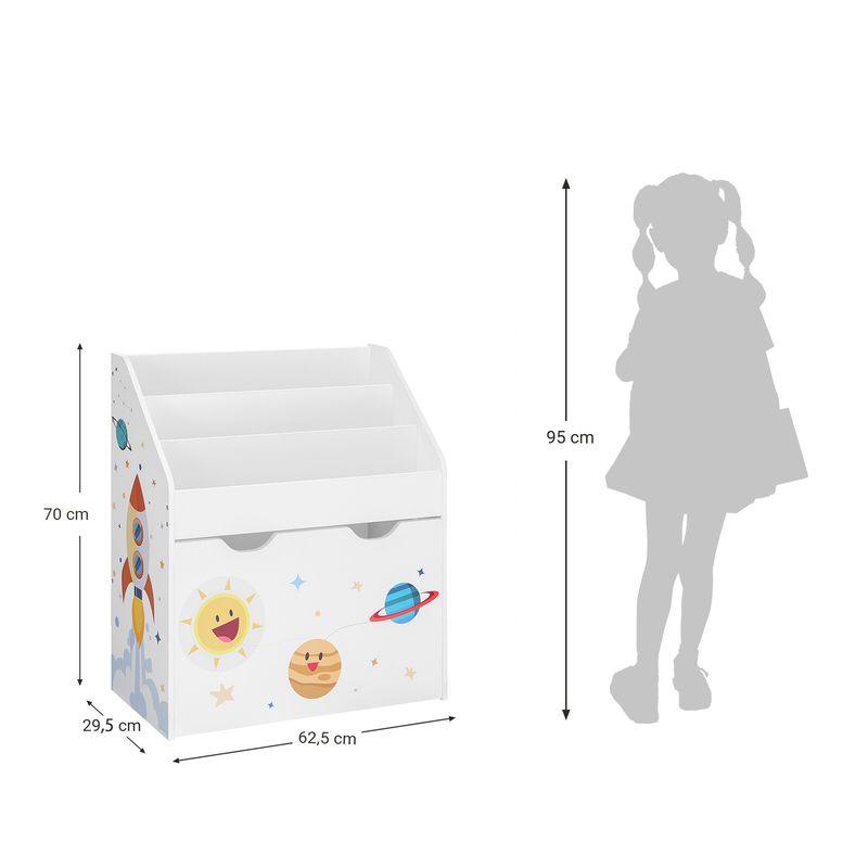 Toy Organiser Children’s Bookshelf 3Shelves Removable Storage Box Wheels GKR41WT_voghion.com