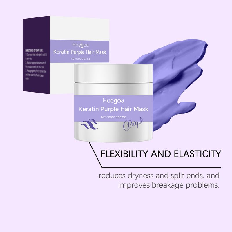 Maschera alla cheratina viola HOEGOA, trattamento nutriente, lucido, profumato, liscio e riccio_voghion.com