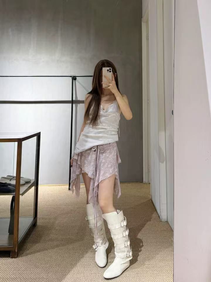 Damen Boxstiefel Rindsleder Neue Gürtelschnalle Weiß Boxen Für Frauen Echtes Leder Abnehmen Hohe Rohr Reiten Western Lange Stiefel_voghion.com