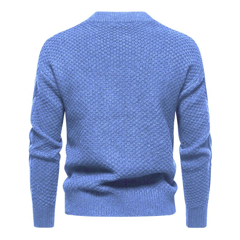 Maglione retrò da uomo in maglia - Pullover girocollo in misto cotone autunno-inverno con motivo jacquard, vestibilità slim casual a maniche lunghe_voghion.com