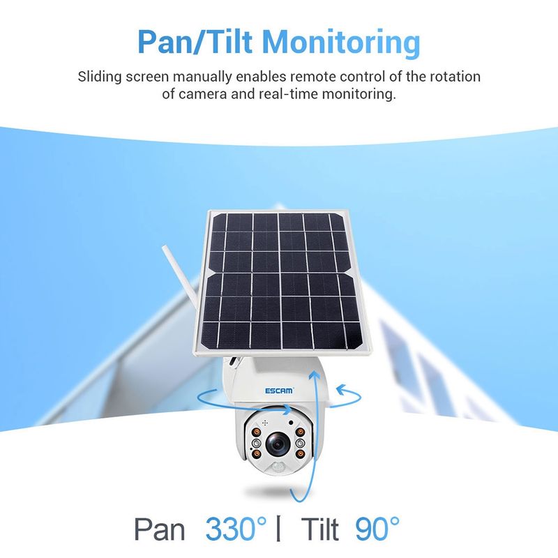 QF480 US verze HD 1080P IP66 Voděodolná 4G solární panel PT IP kamera s baterií, podpora nočního vidění / detekce pohybu / TF karta / obousměrný zvuk (bílá)_voghion.com