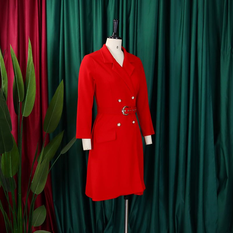 Vêtements pour femmes taille haute mode taille taille plissée couture mi-longue robe de costume_voghion.com