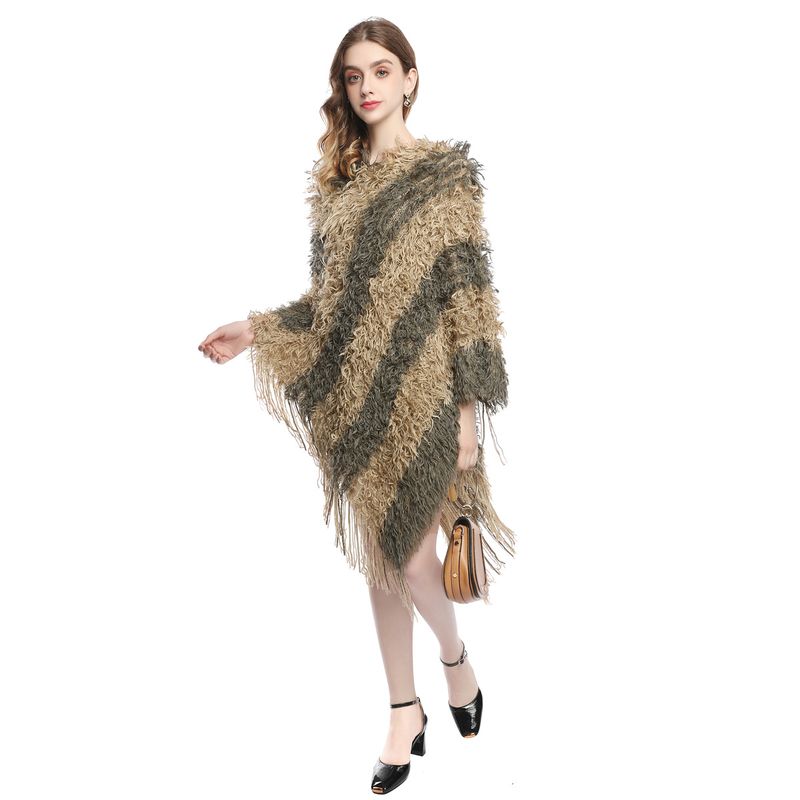 Autunno/Inverno 2023 Nuovo Grande Indossare Imitazione Cashmere Peluche Pullover Mantella Scialle Maglione Maglieria Moda Donna_voghion.com