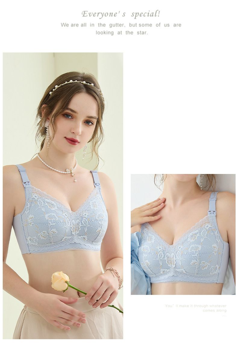 Soutien-gorge d'allaitement en latex avec boucle ouverte, sans anneau en acier, soutien-gorge de maternité, de grossesse et d'allaitement en dentelle, design fin_voghion.com